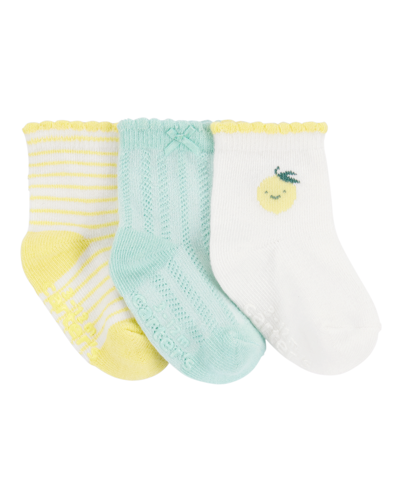 Baby Girl Lemon 3-Pack Socks, image 1 of 5 slides