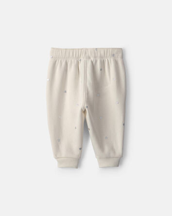 B&eacute;b&eacute; fille - Pantalon en molleton &agrave; effet m&eacute;tallique et c&oelig;ur &ndash; Cr&egrave;me, 