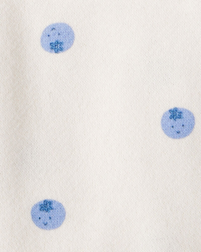 Baby Girl Blueberry Print Long-Sleeve Hoodie - White, image 2 of 3 slides