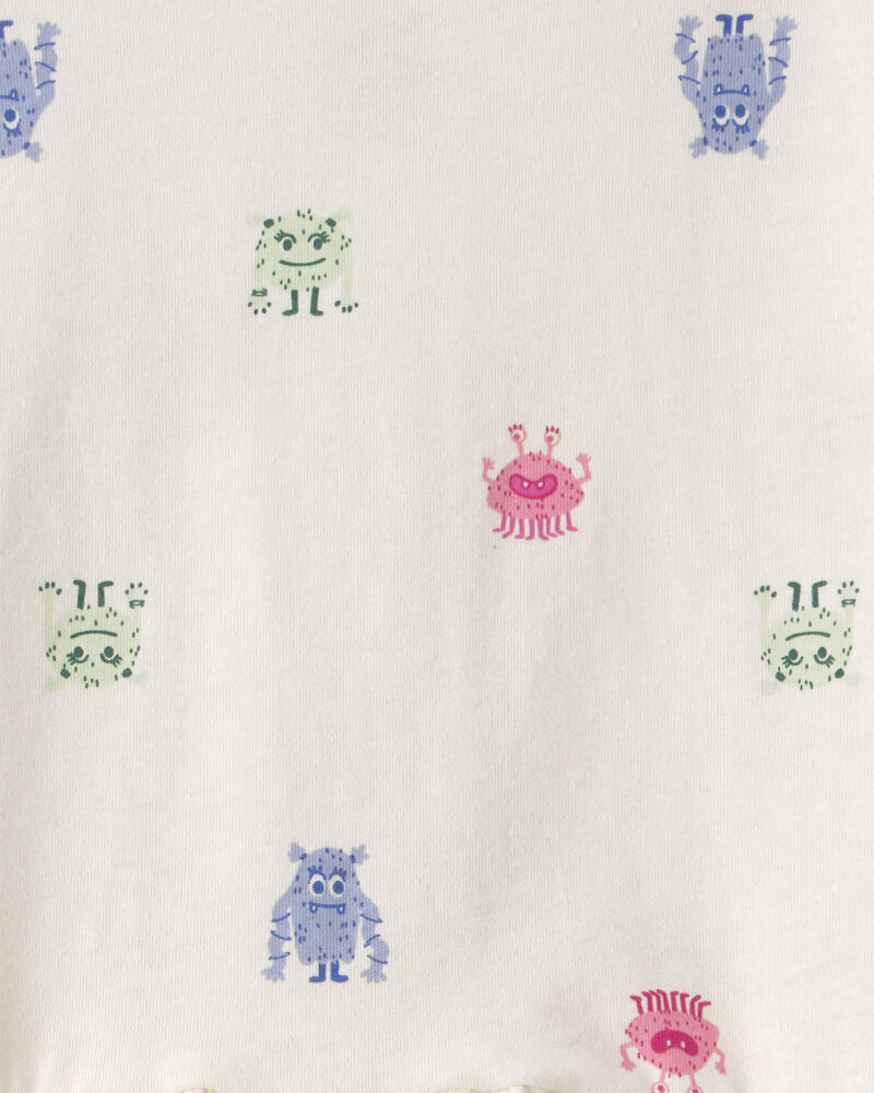 Toddler Girl Monster Long-Sleeve Peplum Top - Cream, image 2 of 3 slides