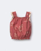 Toddler Girl Ruffle Peplum Top in Snack Print - Red, image 6 of 6 slides