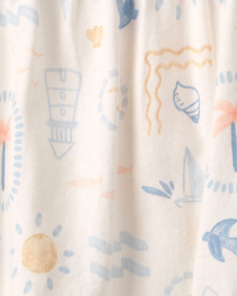 Baby Girl 2-Pack Beach Print Cotton Bubble Rompers - Orange/Ivory, image 3 of 4 slides