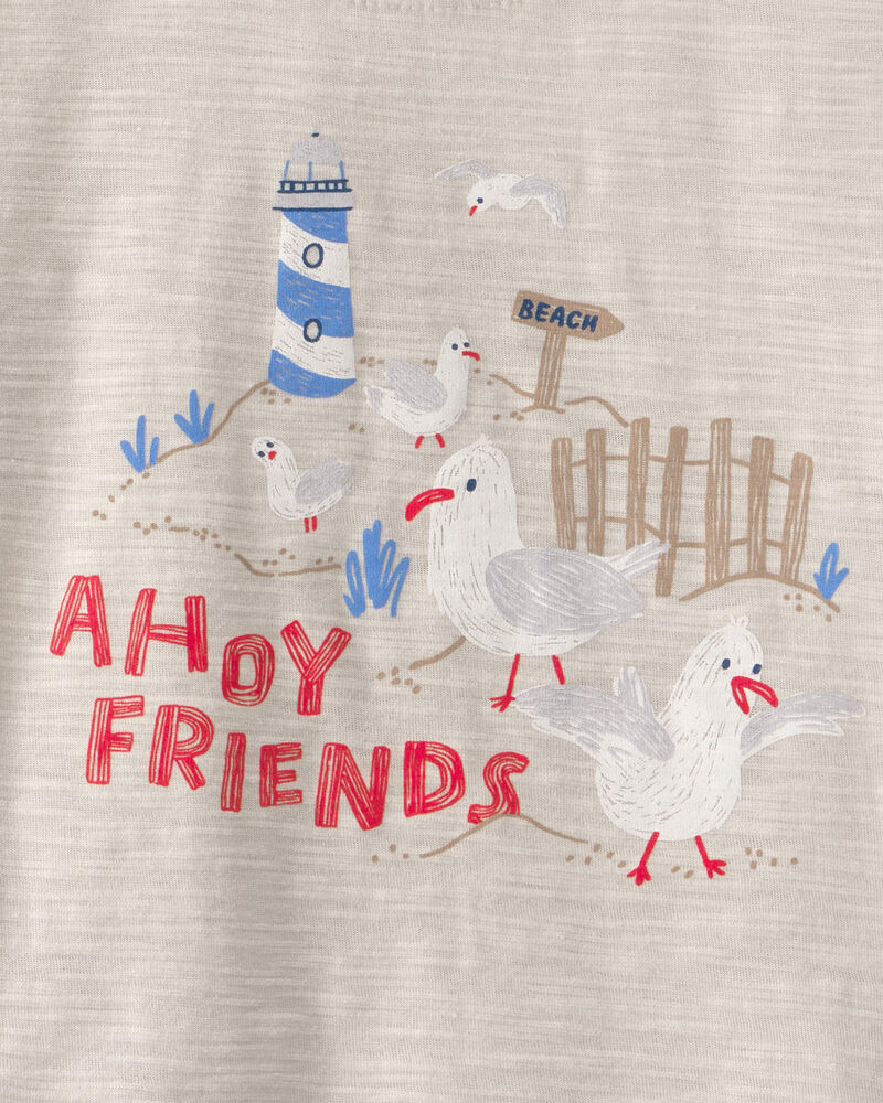 Toddler Boy 2-Piece Seagull Top & Short Set - Brown/Blue, image 3 of 4 slides