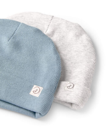Baby 2-Pack Organic Cotton Rib Caps, 