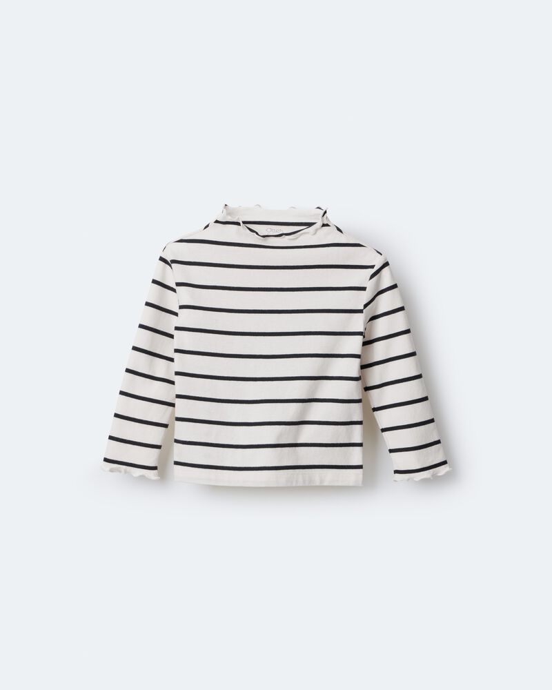 Toddler Girl Striped Mock Neck Long-Sleeve Top - Black/White, image 2 of 6 slides