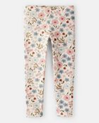 Toddler Girl Floral Pull-On Stretch Leggings - Cream, image 1 of 4 slides