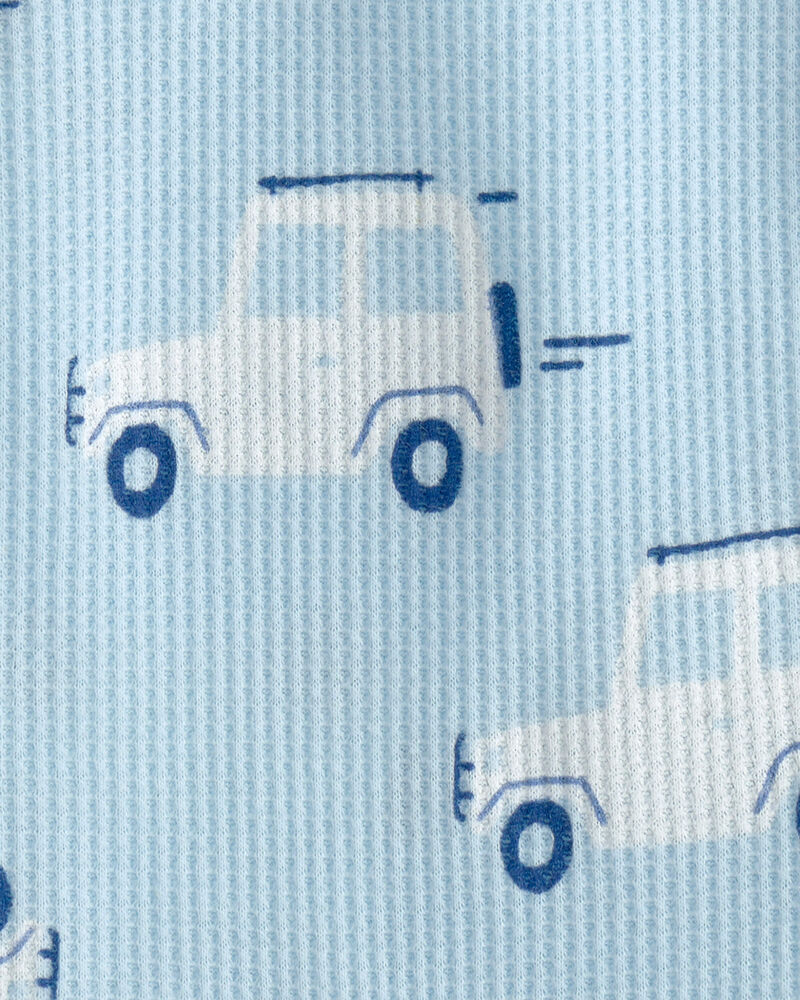 Baby Boy Thermal Sleeveless Romper - Blue, image 2 of 3 slides