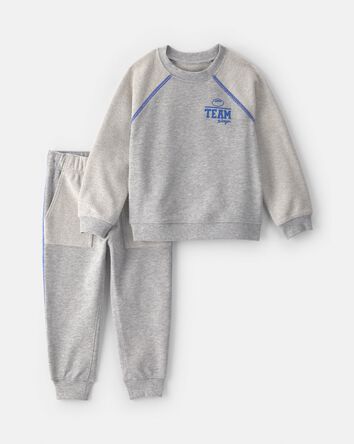 Toddler Boy 2-Piece 'Team Player' French Terry Sweatshirt & Pant Set - Grey, 