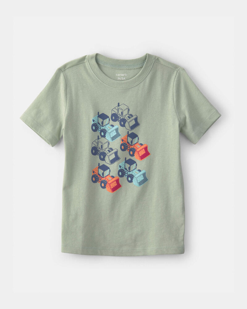 Toddler Boy Construction Digger Graphic Tee - Green, image 1 of 3 slides