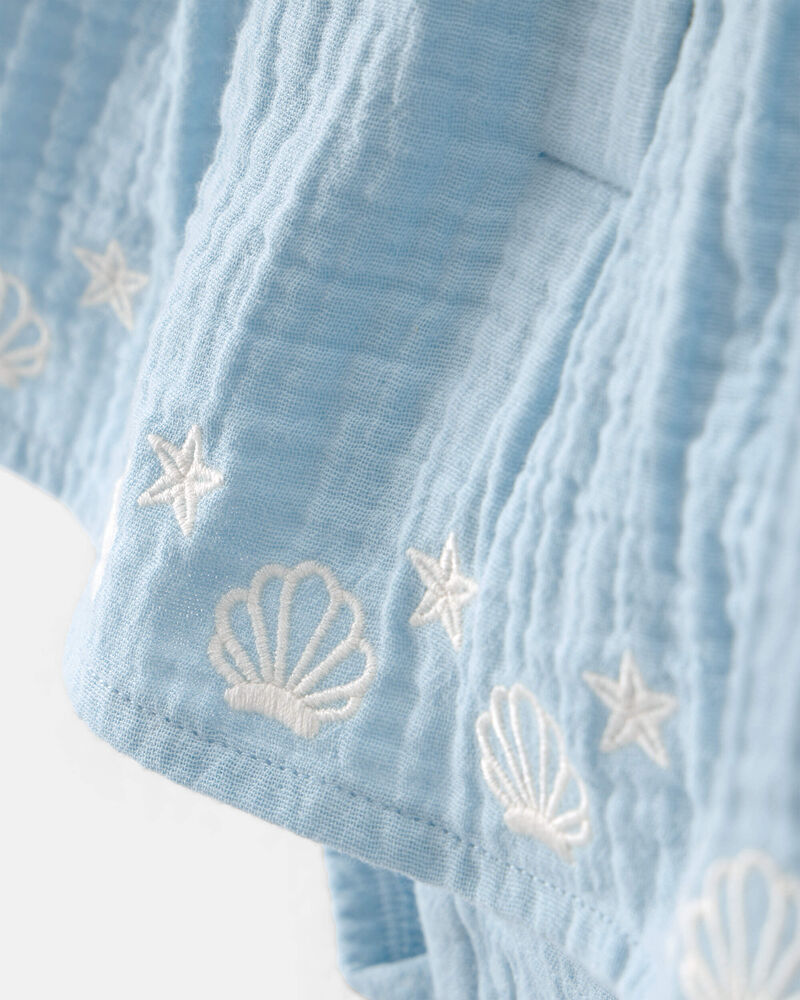 Baby Girl Embroidered Sleeveless Bodysuit Dress - Blue, image 2 of 4 slides