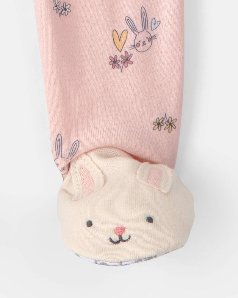 Baby Girl Easter Bunny 100% Cotton Snug Fit 1-Piece Pyjama Set - Pink, image 4 of 5 slides