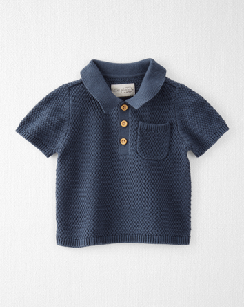 Baby Organic Cotton Crotchet Knit Polo, 