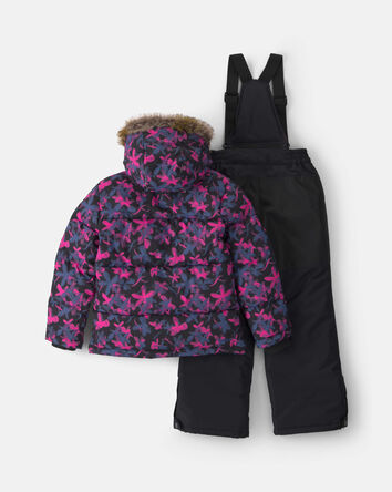 Filles - Habit de neige 2 pi&egrave;ces matelass&eacute; &agrave; motif floral - Noir, 