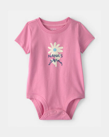 Baby Girl 'Nana's Wildflower' Graphic Bodysuit - Pink, 