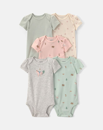 Baby Girl 5-Pack Western Multipack Bodysuits, 