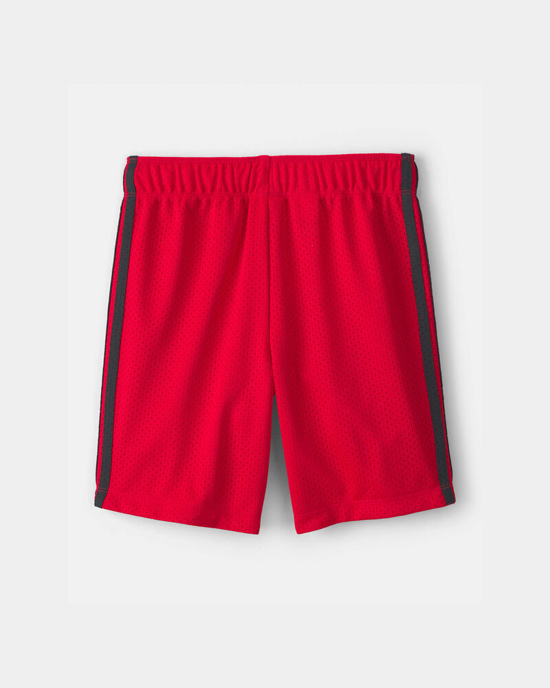 Boys Striped Mesh Active Shorts - Red, image 2 of 5 slides