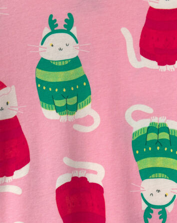 B&eacute;b&eacute; fille - Pyjama ajust&eacute; 2 pi&egrave;ces &agrave; motif chats en chandails de No&euml;l &ndash; Rose, 