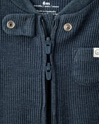 Baby Boy Cotton Long-Sleeve Sleeper - Navy Blue, image 3 of 5 slides