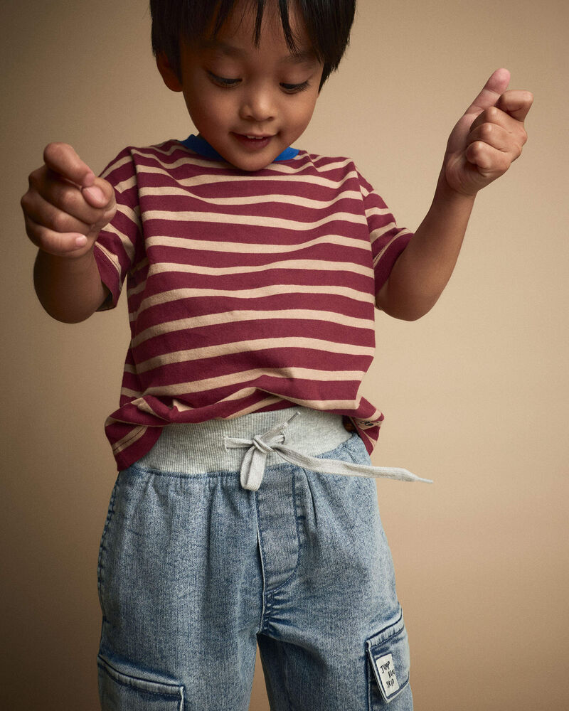 Toddler Boy Cargo Pant in Avenue Wash - Heather Grey/Blue, image 3 of 7 slides