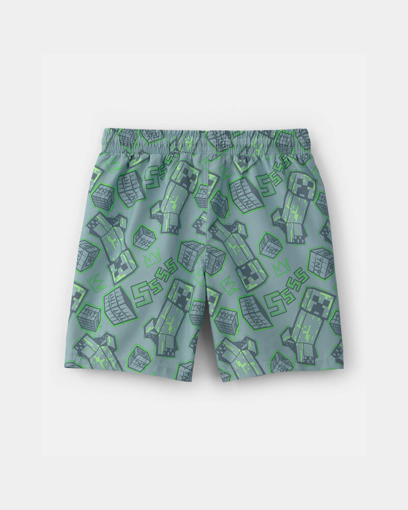 Boys Minecraft&reg; Swim Trunks - Green, image 2 of 3 slides