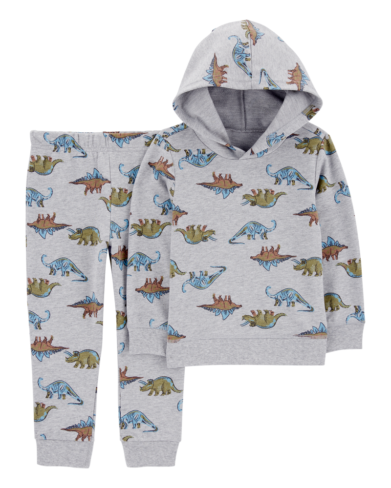 B&eacute;b&eacute; Ensemble 2 pi&egrave;ces chandail &agrave; capuchon &agrave; motif de dinosaure et pantalon, image 1 sur 2 diapositives