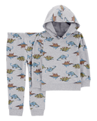B&eacute;b&eacute; Ensemble 2 pi&egrave;ces chandail &agrave; capuchon &agrave; motif de dinosaure et pantalon, image 1 sur 2 diapositives