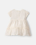 Baby Girl Swiss Dot Occasion Dress - Cream, image 2 of 5 slides