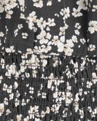 Kid Square Neck Linen Look-alike Floral Top - Black, image 2 of 3 slides