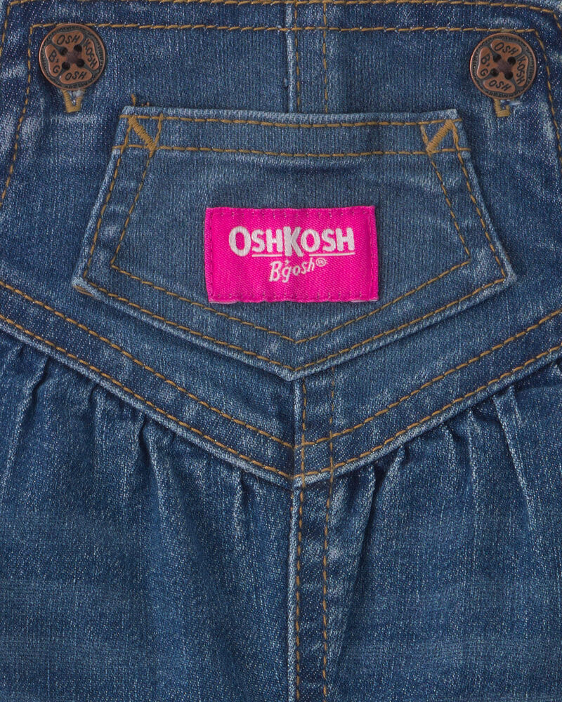 Baby Girl Denim Overalls - Medium Wash, image 3 of 5 slides