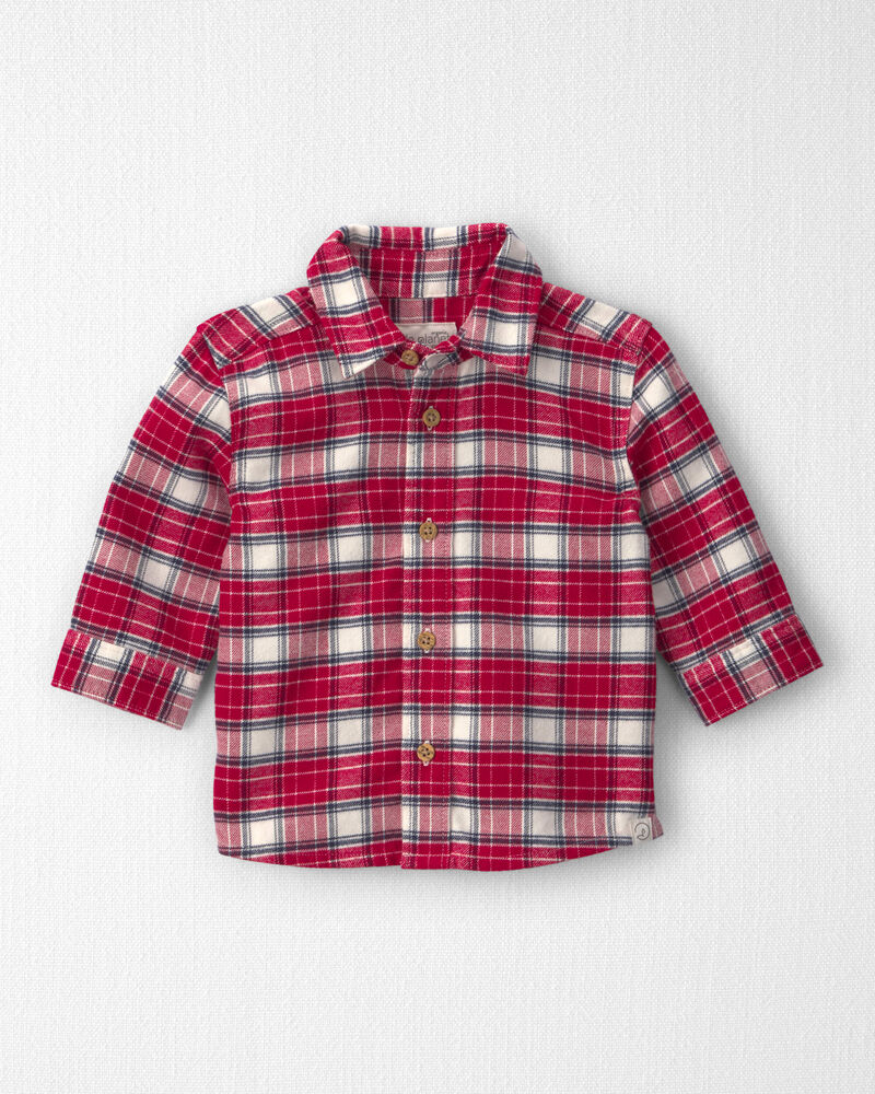 Baby Boy Organic Cotton Flannel Button-Down Shirt, image 1 of 4 slides