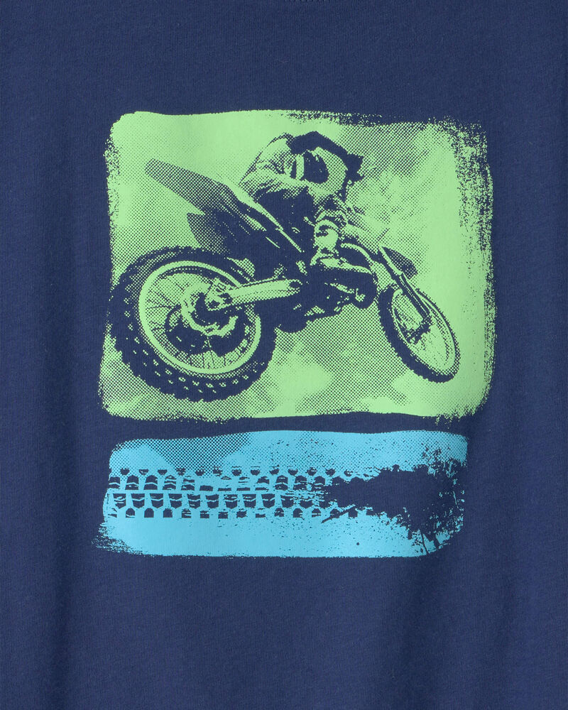 Boys Dirt Bike Graphic Tee - Navy, image 2 of 3 slides