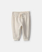 Baby Girl Metallic Heart Fleece Pants - Cream, image 1 of 4 slides