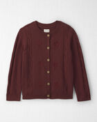 Girls Organic Cotton Sweater Knit Embroidered Cardigan, image 1 of 3 slides