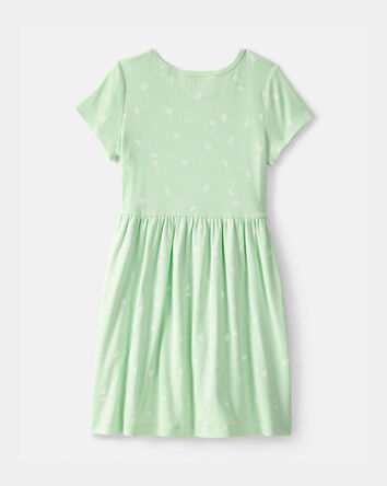 Girls Floral Short-Sleeve Dress - Green, 