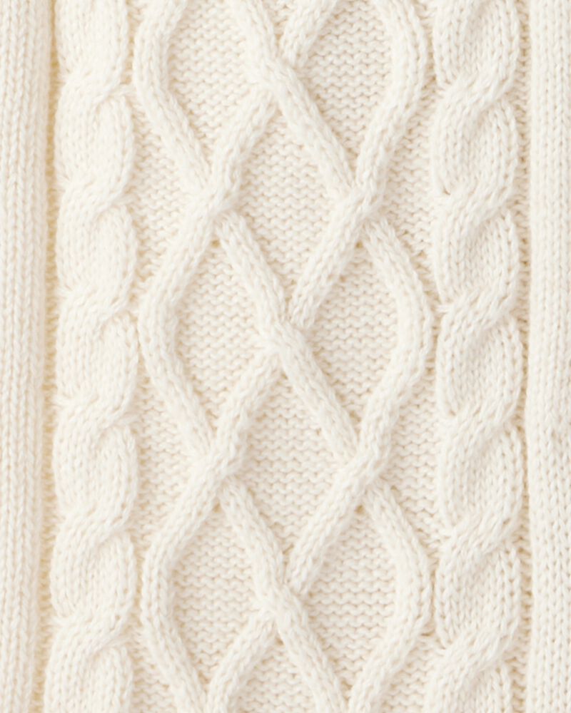 Baby Boy Long-Sleeve Cableknit Jumpsuit - Cream, image 2 of 3 slides