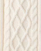 Baby Boy Long-Sleeve Cableknit Jumpsuit - Cream, image 2 of 3 slides
