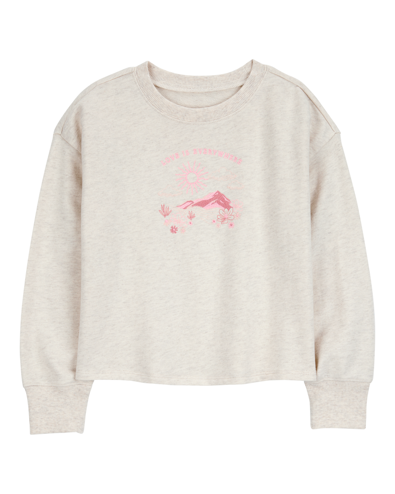 Kid Mountain -Top French Terry Pullover - Cream, image 1 of 3 slides