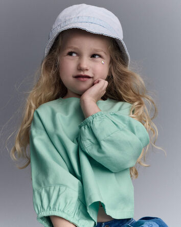Tout-petit fille - Haut &agrave; manches longues bouffantes avec poignets sur &eacute;lastiques - Vert, 