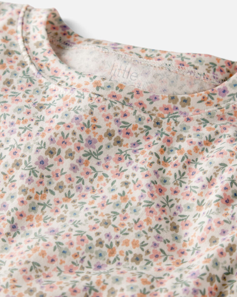 Kid Floral Print Organic Cotton 2-Piece Pyjamas, image 2 of 4 slides