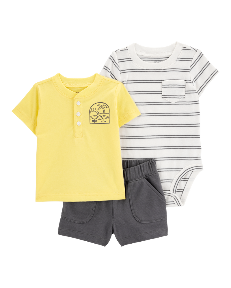 Bébé garçon - Ensemble 3 pièces tenue à rayures, image 1 sur 5 diapositives