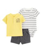 Bébé garçon - Ensemble 3 pièces tenue à rayures, image 1 sur 5 diapositives