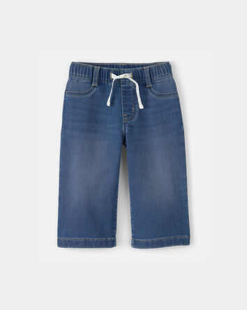 Baby Girl Drawstring Wide-Leg Jeans - Dark Wash, 