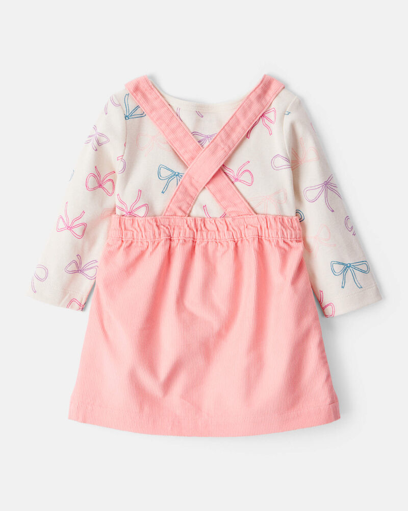 Baby Girl 3-Piece Bow Heart Print Long-Sleeve Dress Set - Orange
, image 2 of 6 slides