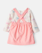 Baby Girl 3-Piece Bow Heart Print Long-Sleeve Dress Set - Orange
, image 2 of 6 slides