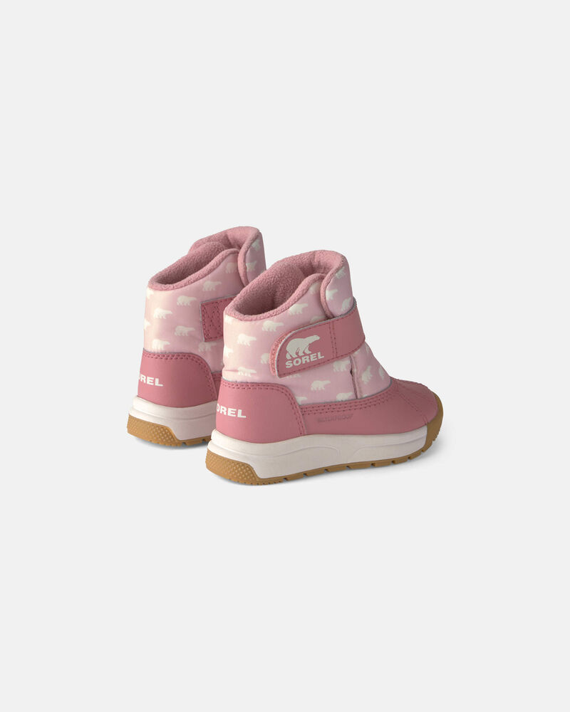 Girls SOREL Whitney&trade; III Strap Mid Snow Boot- Pink, image 2 of 3 slides
