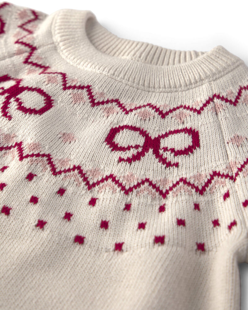 Toute-petit fille - Chandail tricot motif jacquard en coton biologique, image 3 sur 3 diapositives