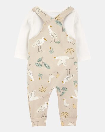 B&eacute;b&eacute; Ensemble 2 pi&egrave;ces t-shirt &agrave; manches longues imprim&eacute; d&rsquo;oiseau et salopette, 