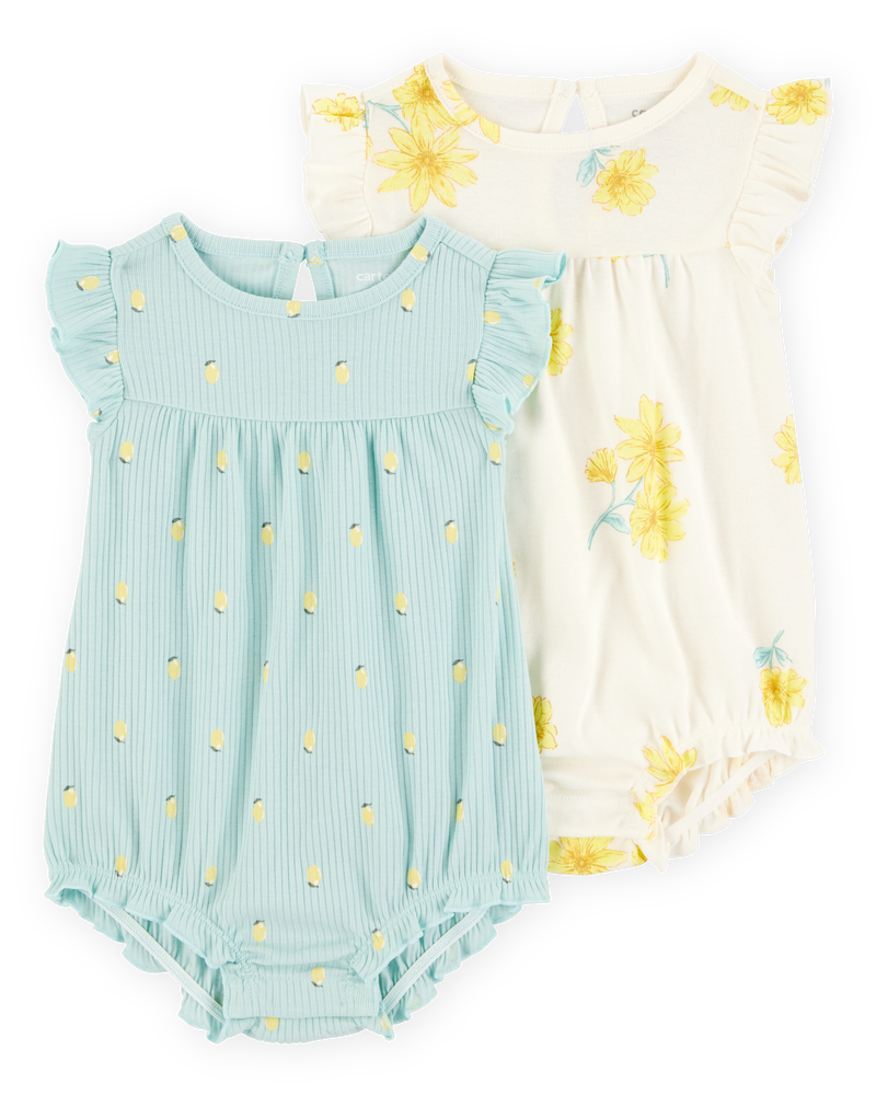 Baby 2-Pack Floral Rompers, image 1 of 4 slides