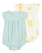 Baby 2-Pack Floral Rompers, image 1 of 4 slides