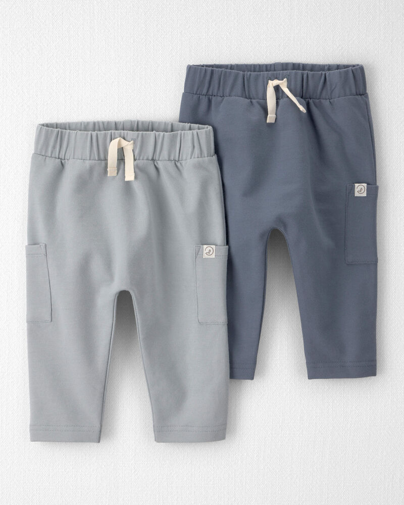 B&eacute;b&eacute; - Emballage de 2 pantalons de jogging en jersey bouclette de coton biologique, image 1 sur 5 diapositives